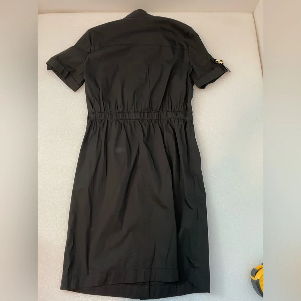 TORY BURCH Black with Gold Snap Buttons Shirtdress Dress Sz 6 Small - Picture 6 of 8